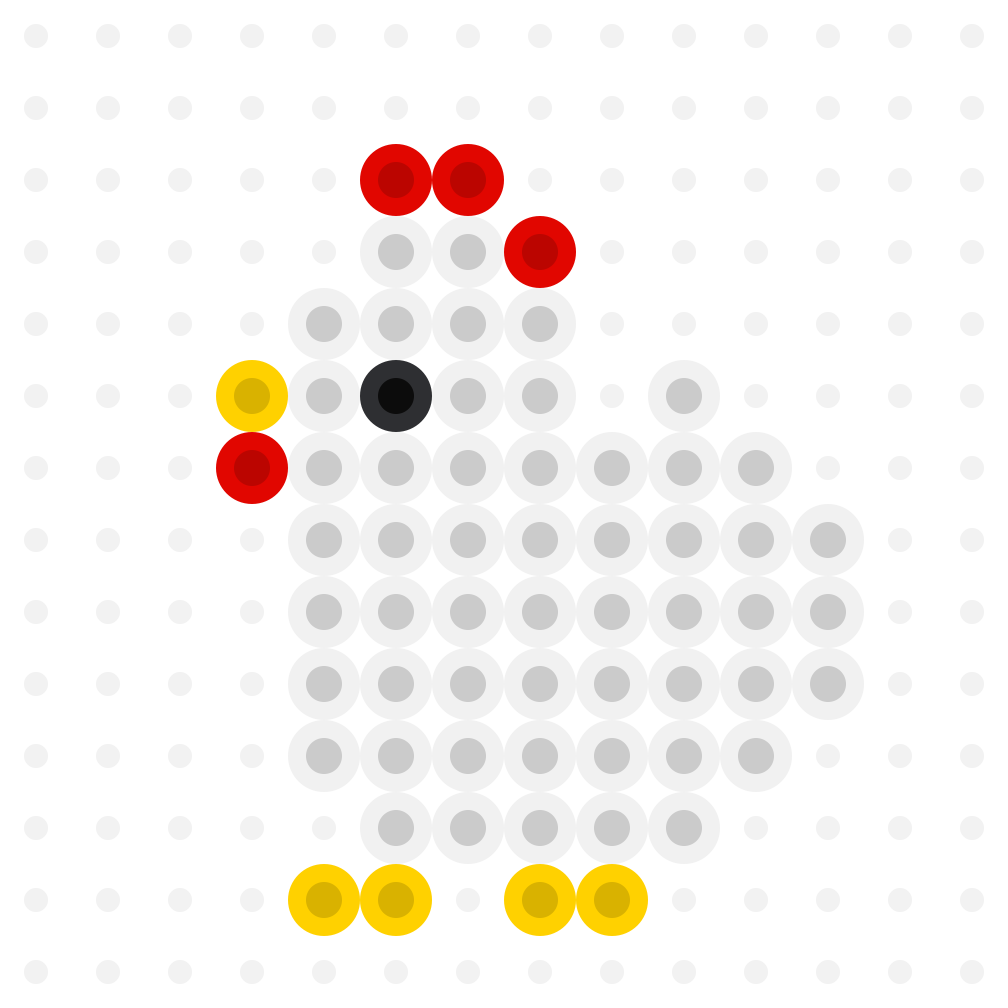 にわとりアイロンビーズ図案(スクエア型)